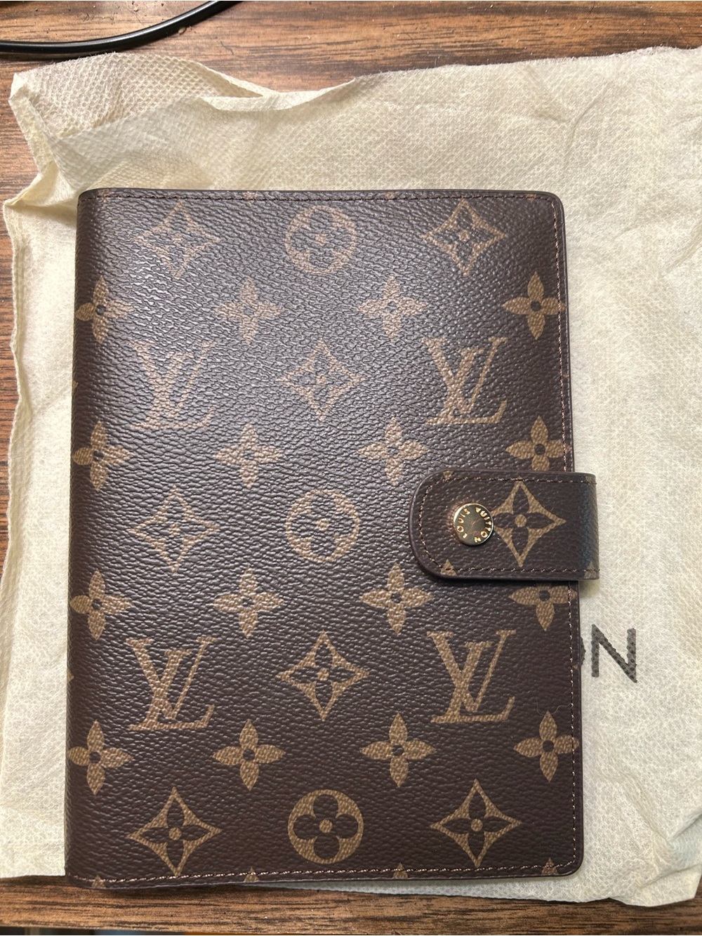 Brown Monogram Snap Agenda/Notebook/Wallet